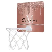 Monogram Ros Gold Metallic Dripping Glitter Mini Basketball Hoop