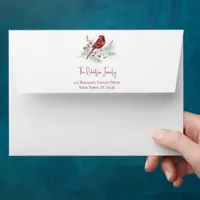 Snowy Winter Cardinal Christmas Holiday Envelope