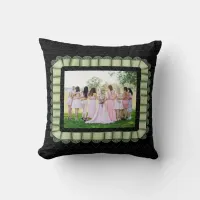 Modern Photo Best Friends Bridal Lace Light Green Throw Pillow