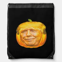 Scary Trumpkin Pumpkin Halloween Party Design Drawstring Bag