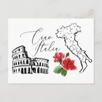 *~* Map of Italy Ciao Italia Italian Language Postcard