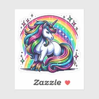 Magical Colorful Unicorn and Rainbow Sparkles Sticker