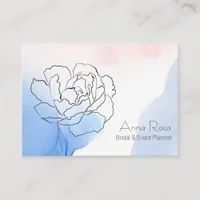 *~* Floral Rose Pastel Blue & Pink Watercolor Business Card