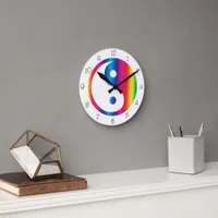 Rainbow Yin Yang Round Clock