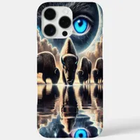 Surreal Cosmic Scene of Bison Buffalo Reflections iPhone 16 Pro Max Case