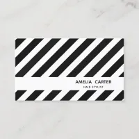 black and white stripes stylist salon spa makeup business card