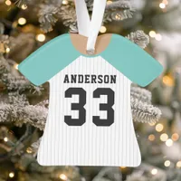 Personalized Teal Baseball Jersey  Ornament