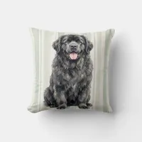 Newfoundland Watercolor Dog Throw Pillow