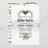 Two swans in love white bridal shower invitation