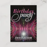 Pink Aztec Feathers Birthday Party Invitation Card