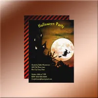 Haunted House Full Moon Witch Halloween Party Invitation