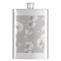 Watercolor White Orchid on Grey | Flask