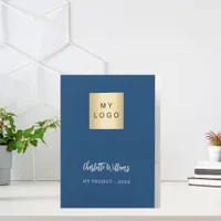 Navy blue white name QR code logo business Pocket Folder