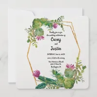 Desert Flowers and Cactus Watercolor Wedding Invitation