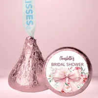 Bow pink florals bloom Bridal Shower Hershey®'s Kisses®