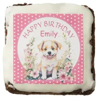 Puppy Dog Themed Personalized Birthday Brownie