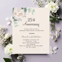 Floral greenery beige 25th wedding anniversary