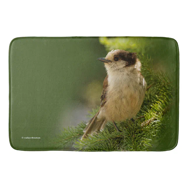 Profile of a Cute Grey Jay / Whiskeyjack Bath Mat