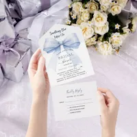 Something blue before I do bow Bridal Shower rsvp All In One Invitation