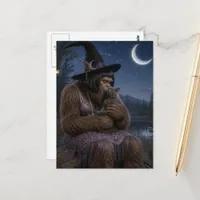 Flapper Sasquatch and Her Kitty Postcard