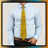 Hand Drawn Orange Gold Swirl Pattern  Neck Tie