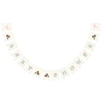 Adorable Bunnies in Clover with Hearts Baby Shower Bunting Flags