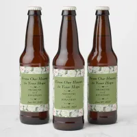 Elegant Floral Embrace Wedding Beer Bottle Label