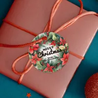 Red Berries Poinsettia and Holly Leaves Christmas Favor Tags