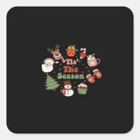 Tis The Season Retro Classic Square Sticker