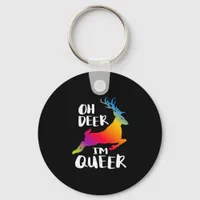 Oh Deer Queer Pride Minimal Artistic StyleKeychain Keychain