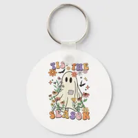 Tis The Season Retro Halloween Party Funny Trendy Keychain