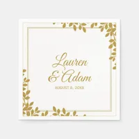 Woodsy Cocktail Napkins | Leaf Frame (Gold) LT