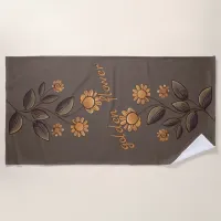 Golden Flowers Beach Towel