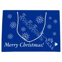 Gift Bag - Santa and Sleigh in Snow (lrg)