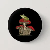 Frog Mushroom Cottagecore Classic Retro Appeal Button