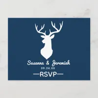 Rustic Country Deer Mountain Wedding RSVP Invitation Postcard