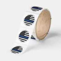 Thin Blue Line Police Flag Circle Return Address Classic Round Sticker