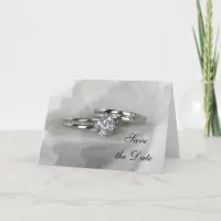 Wedding Rings on Gray Save the Date Announcement