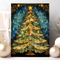 Stained Glass Christmas Tree Holiday Card