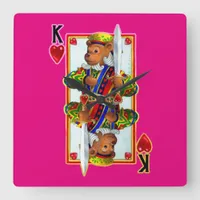 Teddy Bear King of Hearts Wall Clock