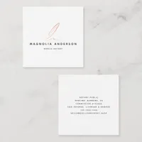 Notary Public Signing Agent Rose Gold Foil Quill B Square Business Card