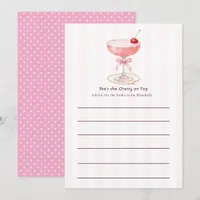 Preppy Coquette Blush Pink Champagne Bridal Shower Advice Card