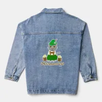 Oktoberfest Cat Cartoon Art Fun Design Denim Jacket