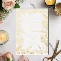 White and Gold Wildflower Anniversary Foil Invitation