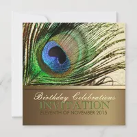 Peacock Goddess Feather Birthday Party Invitation