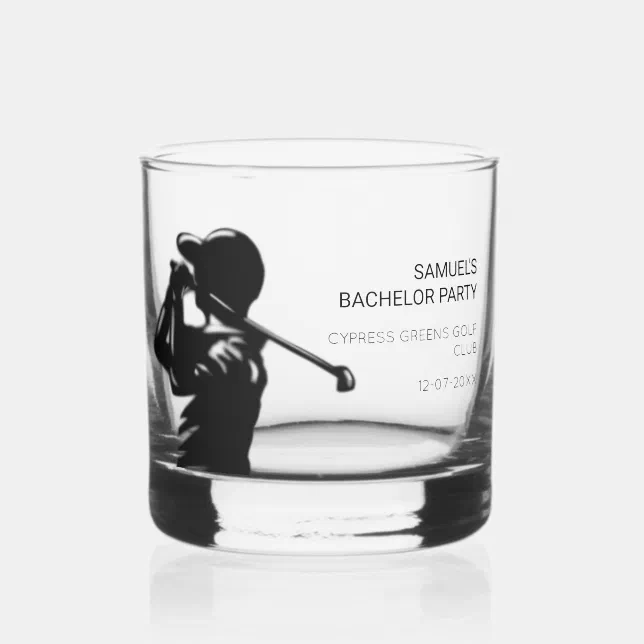 Black golfer Golfing Trip Bachelor Party minimal  Whiskey Glass