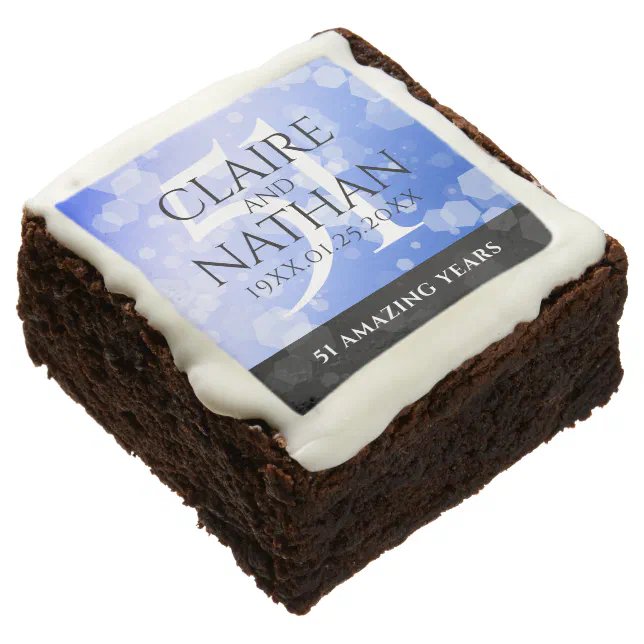 Elegant 51st Sapphire Wedding Anniversary Brownie