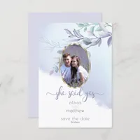 She Said Yes Floral Oval Save the Date Invitation