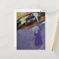 Silly Purple Cheeseburger Mushroom Lady Collage Postcard