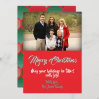 Christmas Baubles on Red Holiday Flat Card